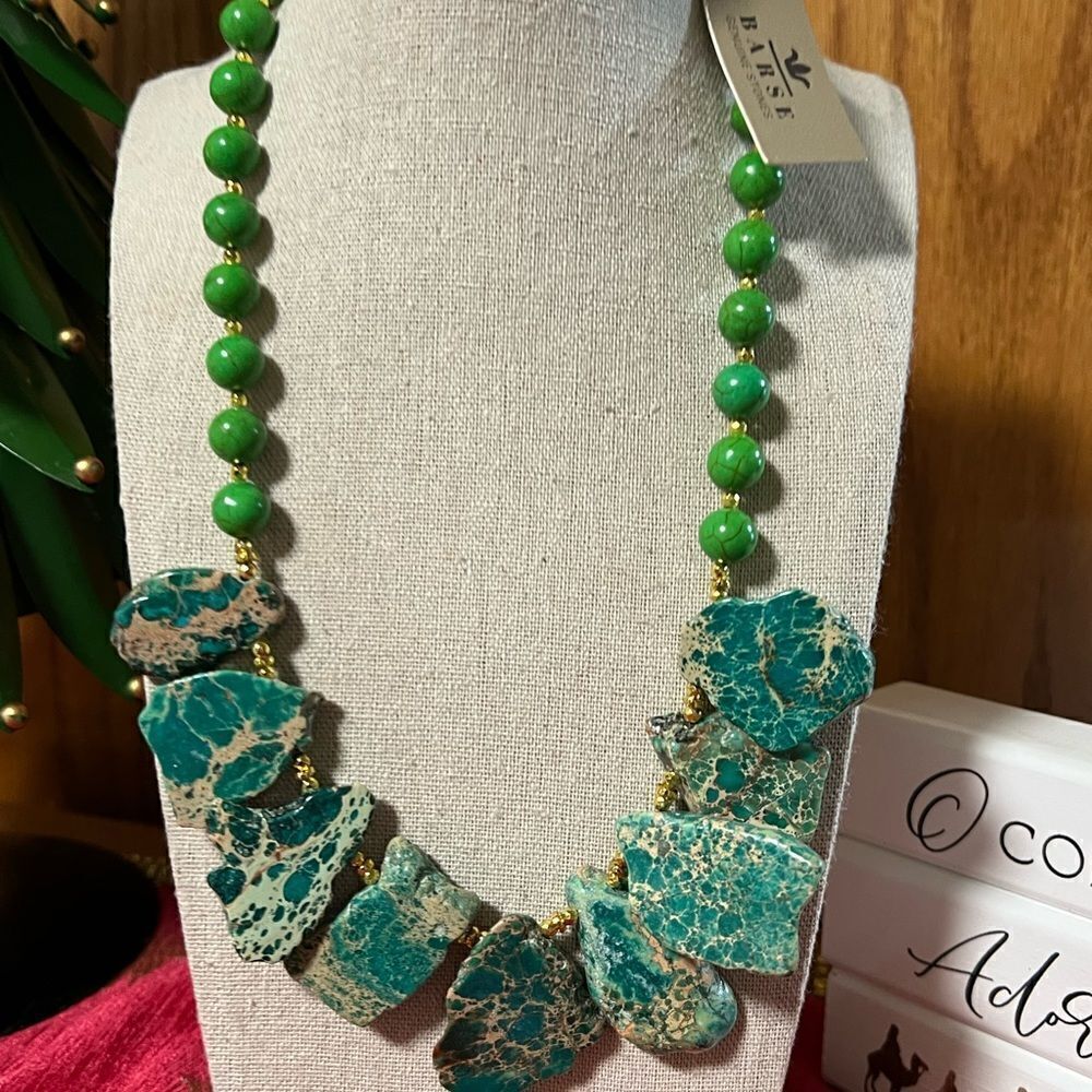 NWT Barse Genuine Stones Statement Necklace 
Genuine Magnesite & Jasper - Picture 3 of 8